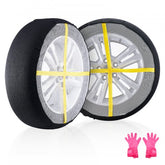 Thickened snow socks for tires with full coverage and anti-slip pattern for winter traction.