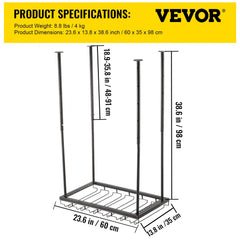 Black metal ceiling wine glass rack with adjustable height and space for 24 glasses.