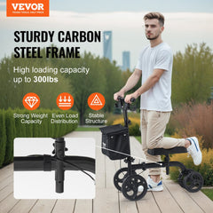Bostome Carbon Steel Knee Scooter with adjustable handlebars and all-terrain wheels.