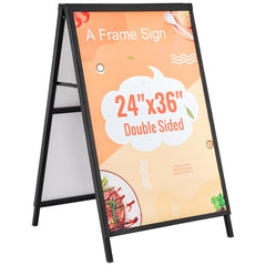 Black steel double-sided A-frame sidewalk sign with slide-in poster boards.