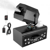 Bostome 2000W snow machine with wireless remote and 90° oscillation for realistic snow effects.
