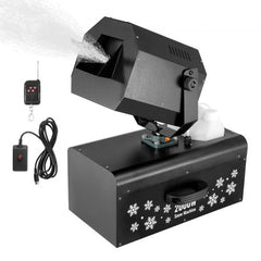 Bostome 2000W snow machine with wireless remote and 90° oscillation for realistic snow effects.