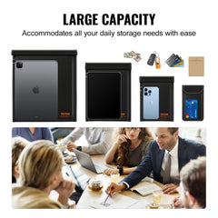 Four Faraday bags in various sizes, fireproof and signal blocking for device protection.