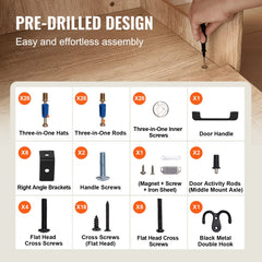 Bostome hidden cat litter box enclosure with two shelves and natural MDF construction.