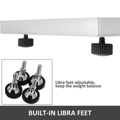 Built-in adjustable Libra feet with black rubber caps for weight balance on livestock scale.