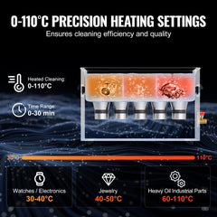 Bostome 30L ultrasonic cleaner with heater, timer, and stainless steel construction.