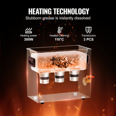 Bostome 6L Digital Ultrasonic Cleaner with a stainless steel tank and adjustable heater.