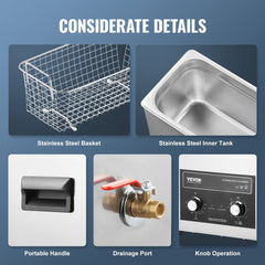 Bostome 6L digital ultrasonic cleaner with stainless steel tank, heater, and timer controls.