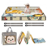 Reversible Bostome baby play mat with folding walls, featuring educational patterns and XPE foam.