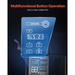 Stainless steel black 3L single bowl slushy machine with digital control panel.