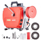 Bostome 120FT drain cleaner machine with 420W motor and 120 FT steel cables for unclogging pipes.