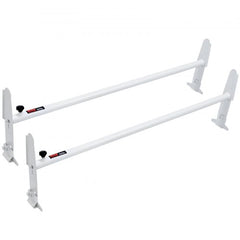 Pair of adjustable white alloy steel bars for van roof ladder rack, 47.2-78.7in.
