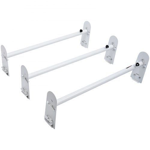 Bostome Van Roof Ladder Rack made of alloy steel with three bars and 750 lbs capacity.