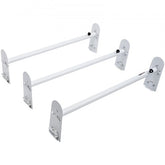 Bostome Van Roof Ladder Rack made of alloy steel with three bars and 750 lbs capacity.