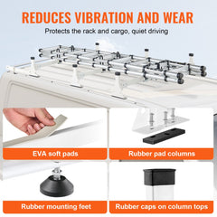 Bostome van roof ladder rack for Ford Transit Custom with adjustable crossbars and 800lbs capacity.