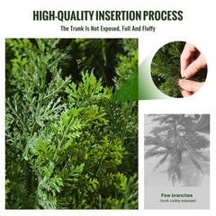 Two 5-foot artificial cedar topiary trees in pots with dense green foliage and sturdy bases.