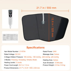 Bostome calf massager with heat featuring air compression and adjustable Velcro for calf sizes.