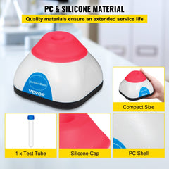 Compact Bostome mini vortex mixer with silicone cap and PC shell for 50ml test tubes.