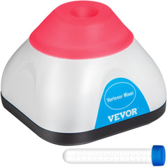 Compact white and red mini vortex mixer with 3000RPM speed and 50mL test tube.