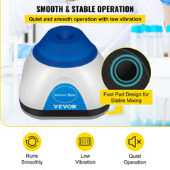 Blue Bostome Mini Vortex Mixer with 6000RPM speed, 50mL capacity, and stable foot pads.