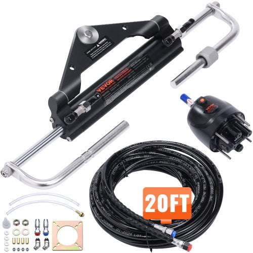 Bostome 150HP hydraulic outboard steering kit with two-way lock cylinder and 20ft hose.