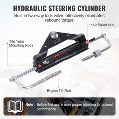 Bostome 150HP hydraulic outboard steering kit with 26ft hoses for single-engine boats.