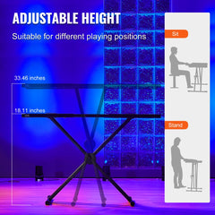 Bostome Portable DJ Table with adjustable height and double-X braced stand for stability.