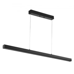 Black 47-inch dimmable LED linear pendant light with adjustable cables.