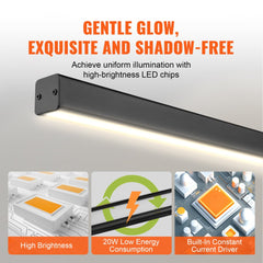 A 47-inch dimmable LED linear pendant light with 20W power and 3000K-6500K color temperature.