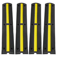 Four black rubber cable protector ramps with yellow stripes, each 39 inches long.