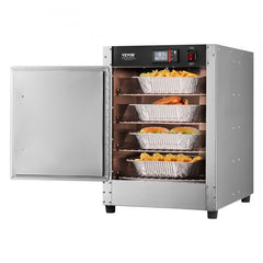 4-tier food warmer with adjustable temperature and stainless steel build for even heating.