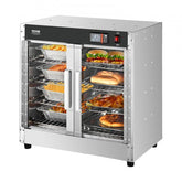 Bostome 4-tier food warmer cabinet with stainless steel construction and insulated glass door.