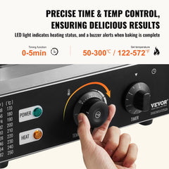 Bostome 1550W electric donut maker with 12-hole non-stick plates, timer, and temperature controls.