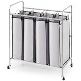 Bostome 4-section laundry sorter cart with removable bags and rolling wheels for easy transport.