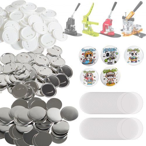 Bostome 3-inch button badge parts with metal covers and plastic bottoms, 200 sets total.
