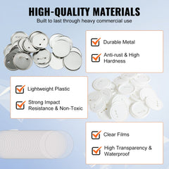 Bostome 3-inch button badge parts with metal covers and plastic bottoms for crafting badges.