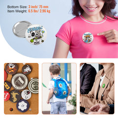 Bostome 3-inch button badge parts including metal covers and plastic bottoms, 200 sets total.