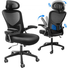 Bostome ergonomic office chair with adjustable lumbar support and headrest in black mesh.