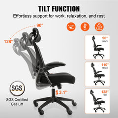 Ergonomic office chair with adjustable lumbar support, headrest, and breathable mesh fabric.