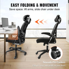 Bostome ergonomic office chair with adjustable lumbar support and headrest in black mesh.
