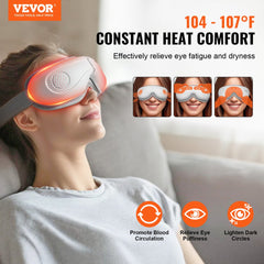 Bostome Heated Eye Massager with remote, featuring five modes and Bluetooth music capability.