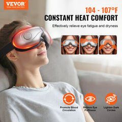 Bostome heated eye massager with 5 modes, Bluetooth, and 180° foldable design.