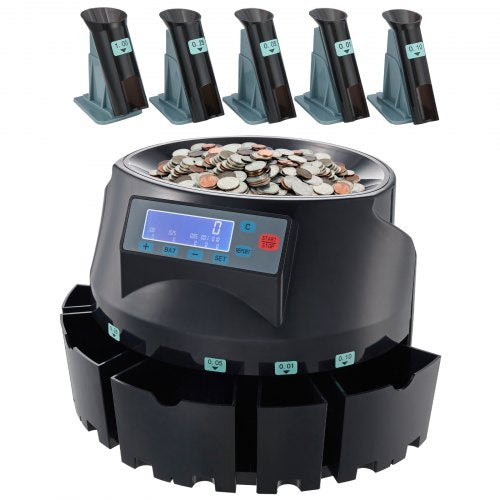 Bostome USD Coin Sorter with LCD display, sorting 300 coins per minute, large hopper capacity.