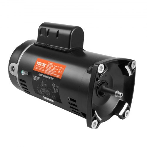 Black Bostome 1.5HP pool pump motor with 56Y frame, 115/230V wiring, and 3450 RPM label.