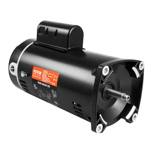 Black Bostome 2HP pool pump motor with 56Y frame, 230V, 3450 RPM, and threaded shaft.