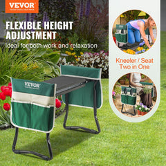 Green Bostome garden kneeler and seat with EVA pad, tool pouches, and 330 lbs capacity.