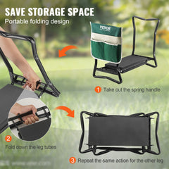 Bostome garden kneeler and seat with EVA pad, steel frame, tool pouches, and folding design.