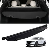 Black nylon retractable cargo cover for Mazda CX-5, designed for secure storage and privacy.