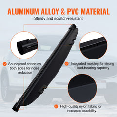 Black nylon retractable cargo cover for Mazda CX-5, designed for privacy and organization.
