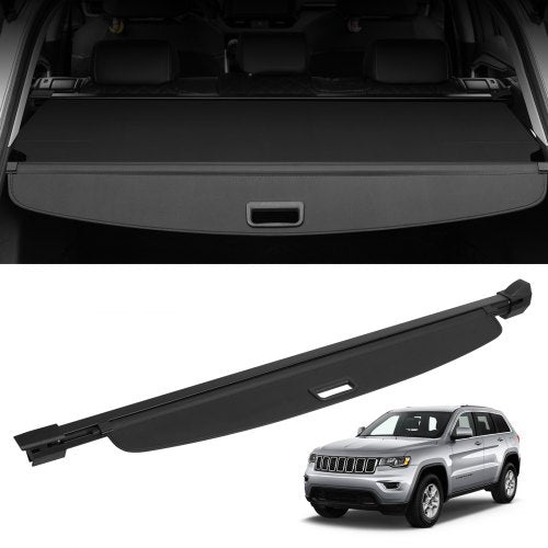 Retractable cargo cover for Jeep Grand Cherokee, featuring durable nylon and aluminum frame.